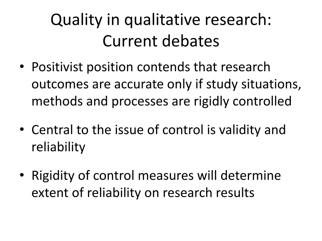 quality in qualitative research current debates 1