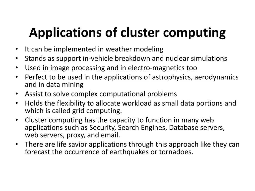 applications of cluster computing