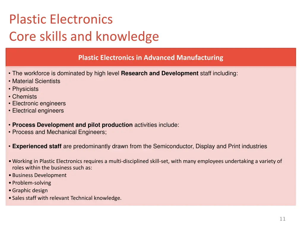 plastic electronics core skills and knowledge