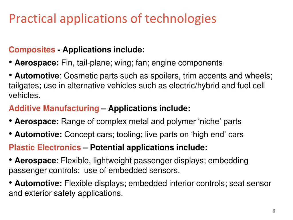 practical applications of technologies