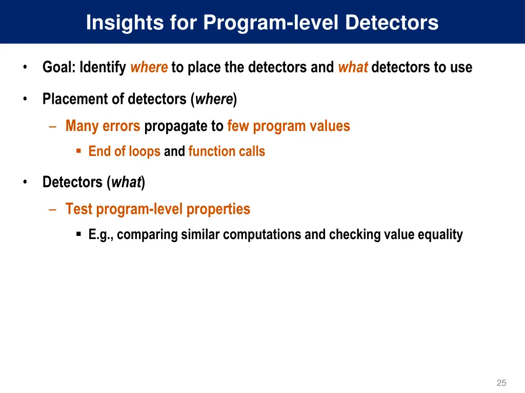 insights for program level detectors