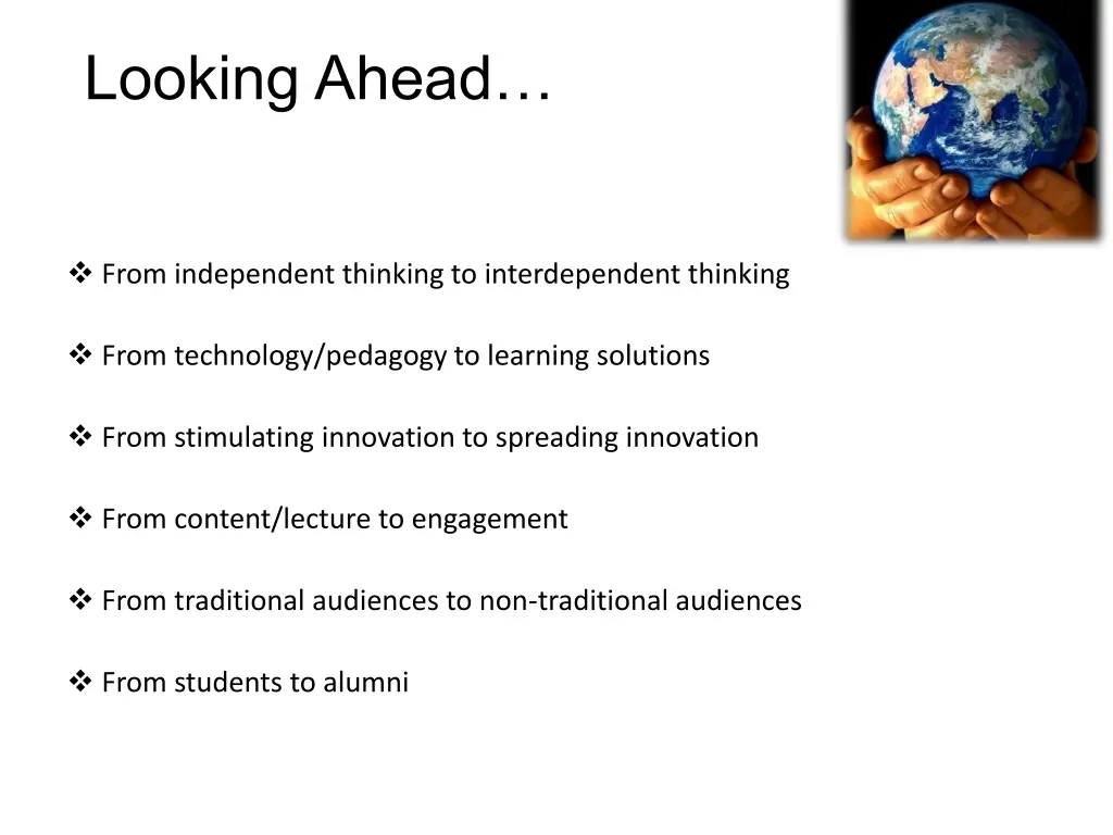 looking ahead