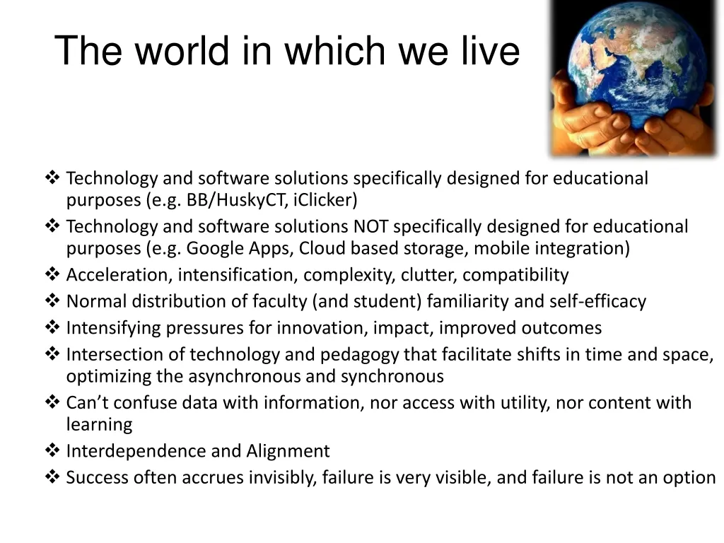 the world in which we live