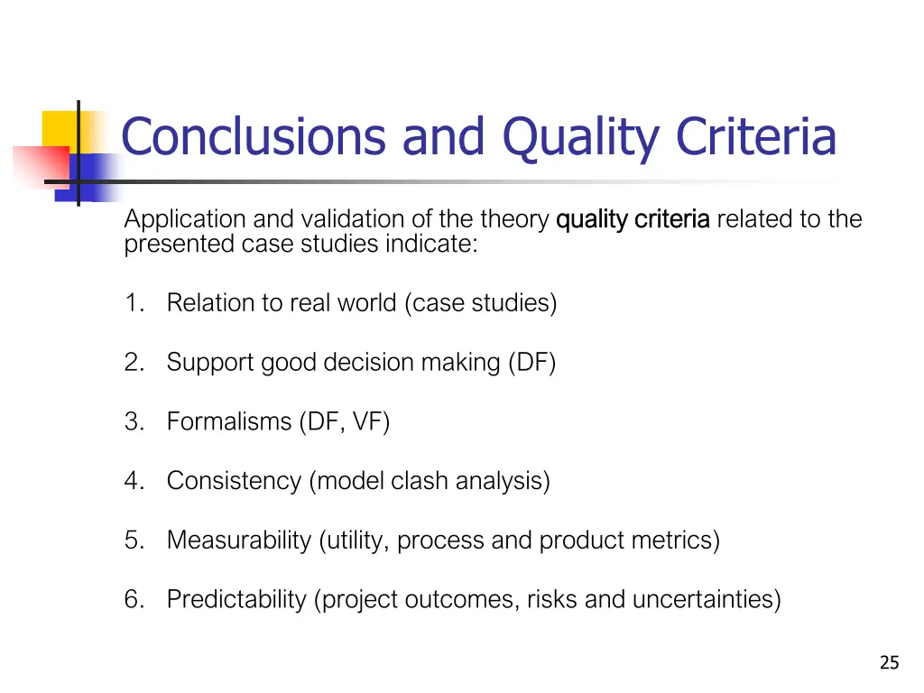conclusions and quality criteria