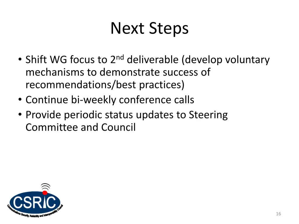 next steps