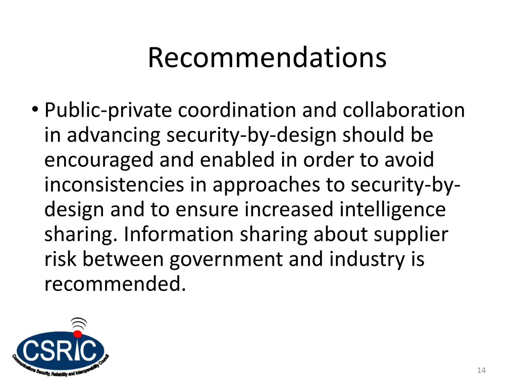 recommendations 1