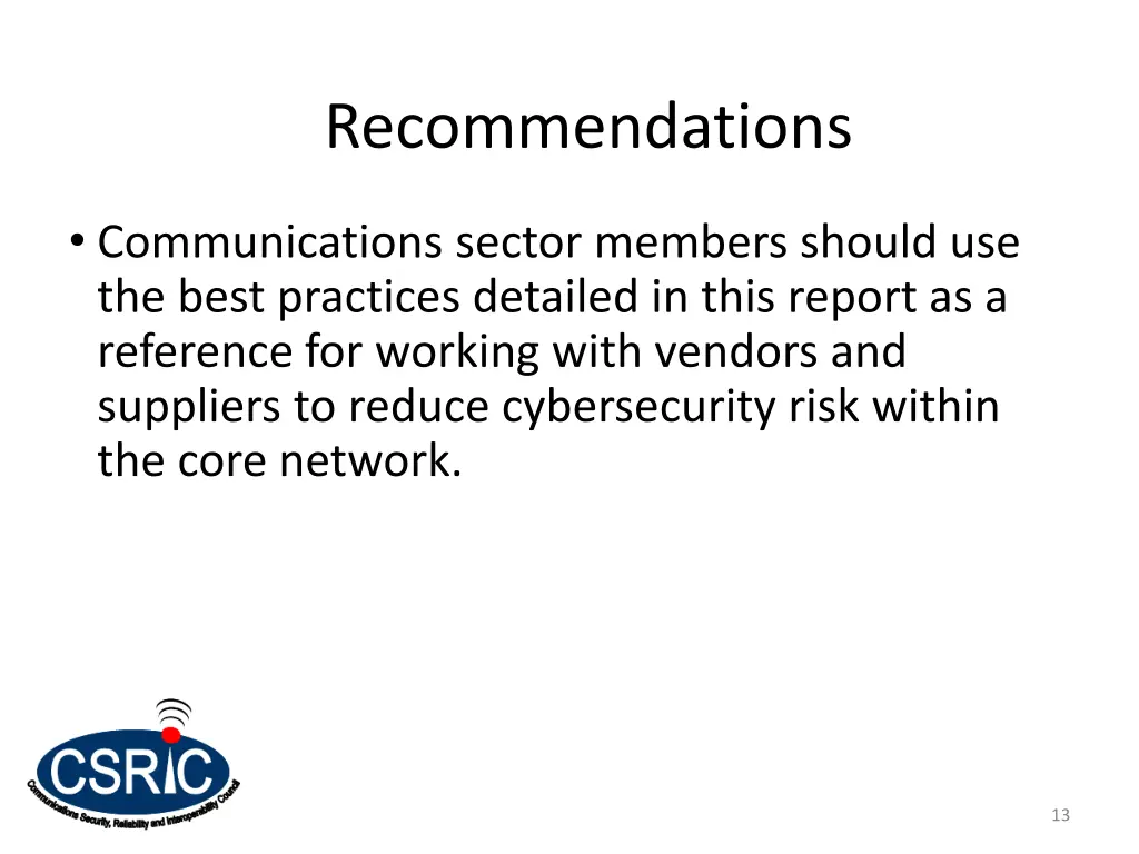 recommendations