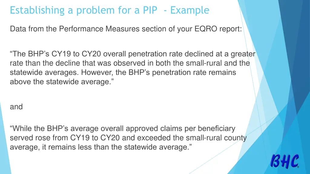 establishing a problem for a pip example