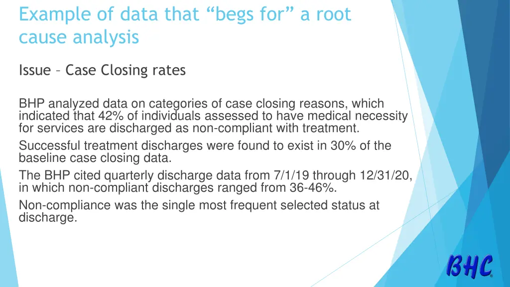 example of data that begs for a root cause