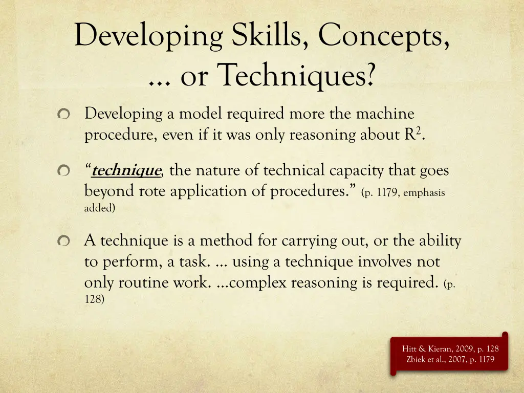 developing skills concepts or techniques