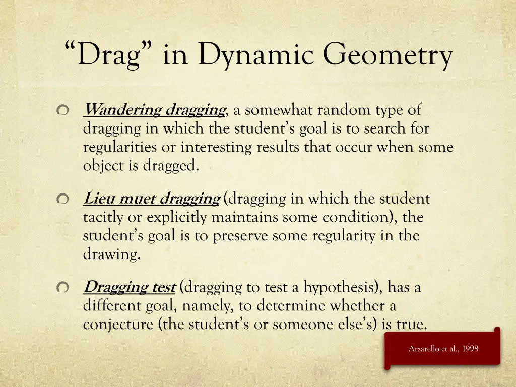 drag in dynamic geometry