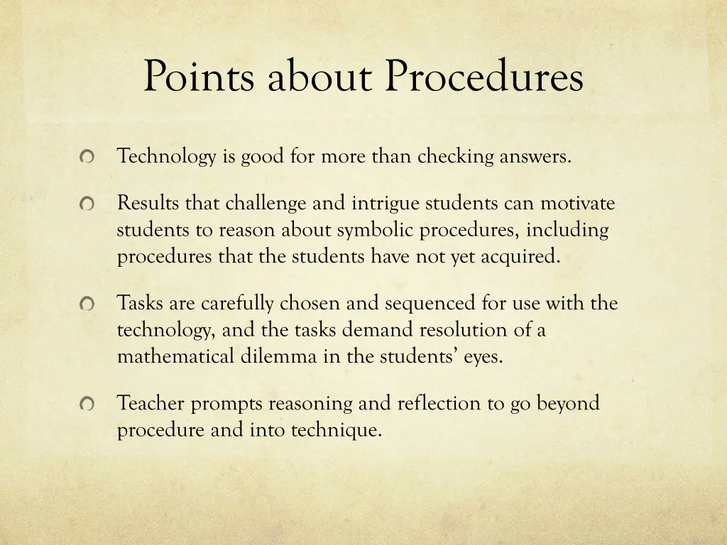 points about procedures