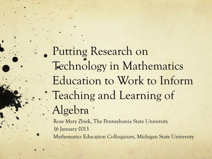 putting research on technology in mathematics