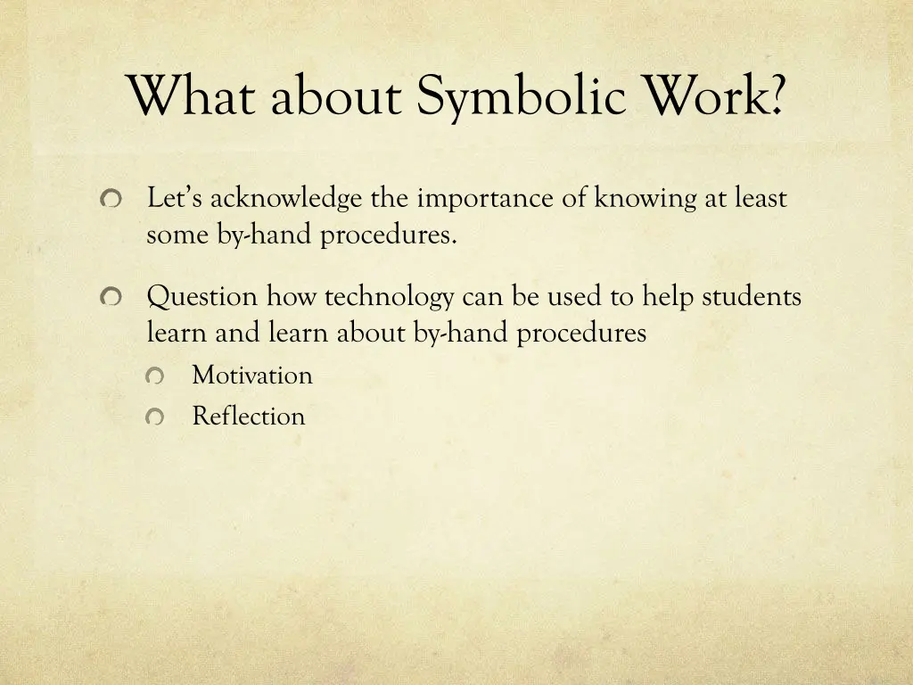 what about symbolic work