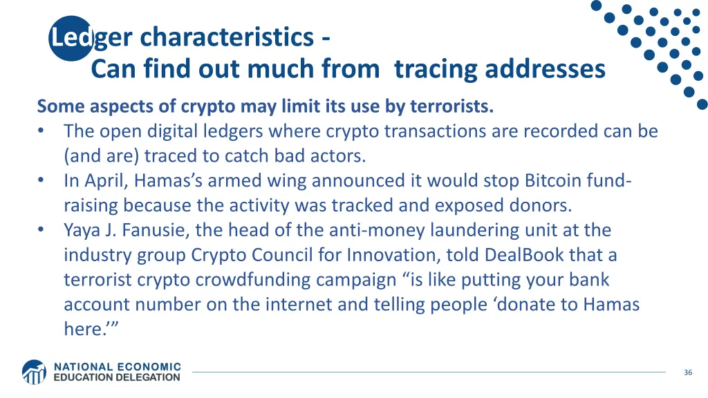 ledger characteristics can find out much from