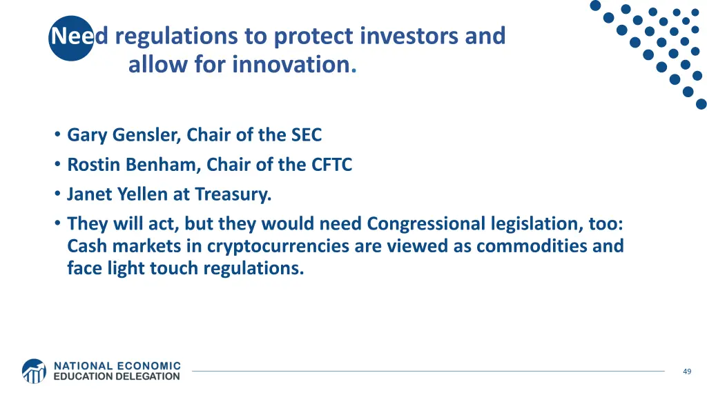 need regulations to protect investors and allow
