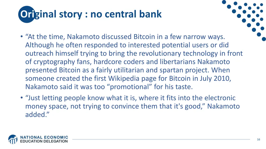 original story no central bank