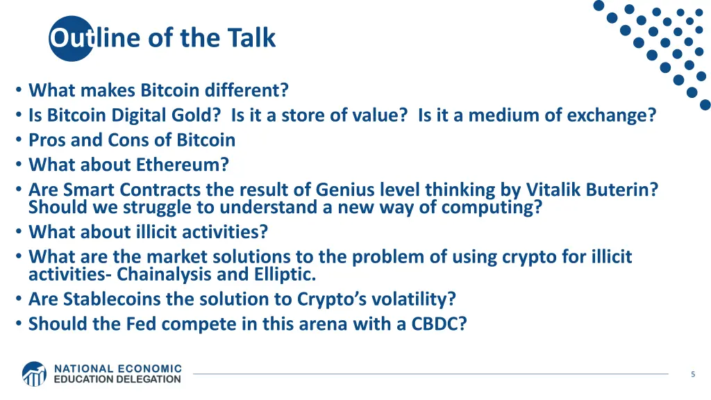 outline of the talk