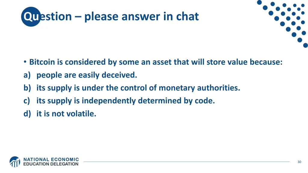 question please answer in chat