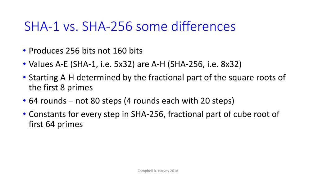 sha 1 vs sha 256 some differences