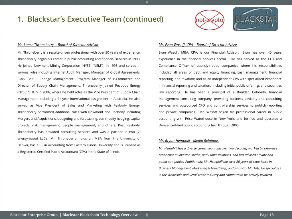 1 blackstar s executive team continued