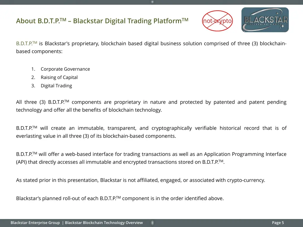 about b d t p tm blackstar digital trading