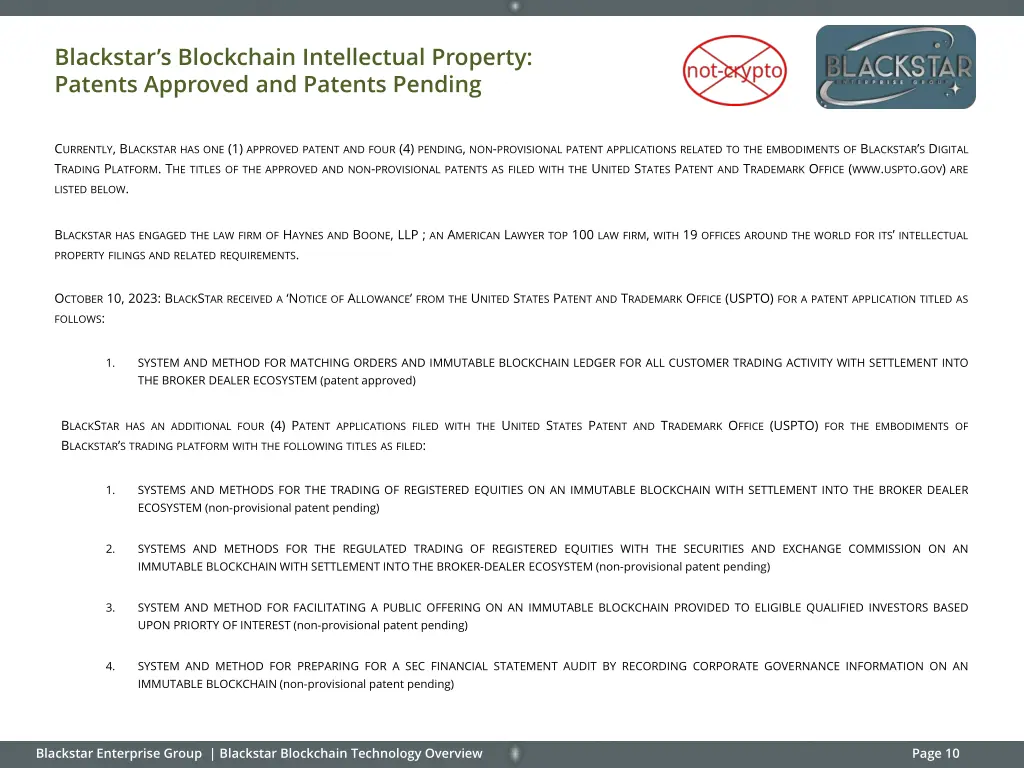 blackstar s blockchain intellectual property
