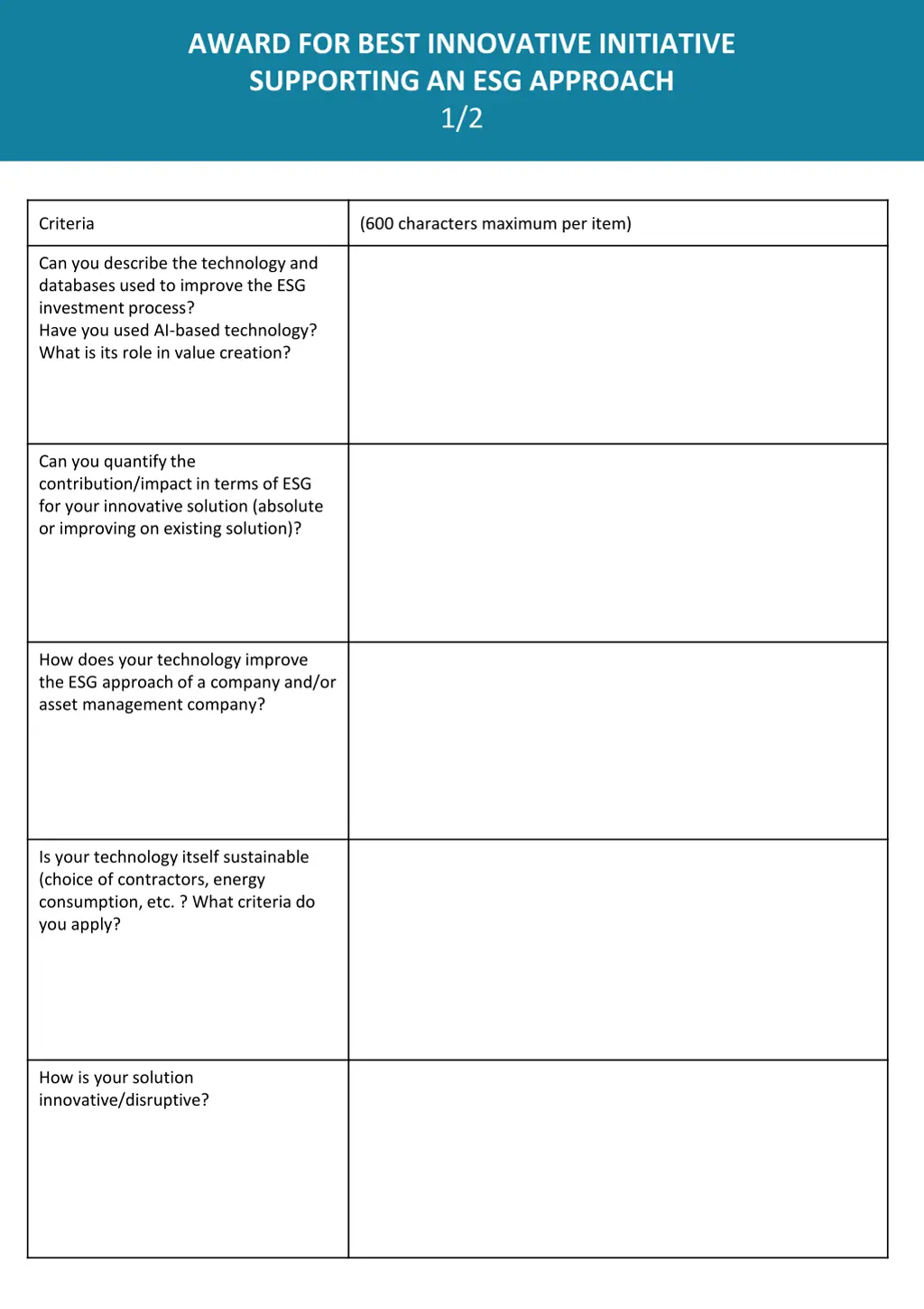 award for best innovative initiative supporting