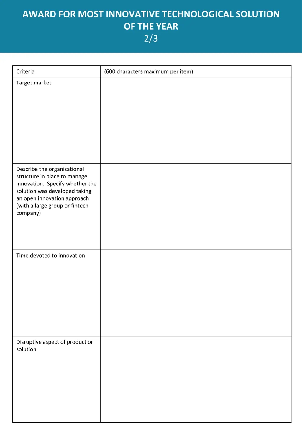 award for most innovative technological solution 1