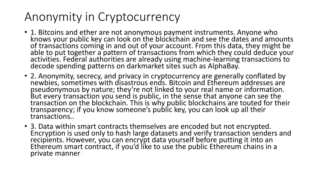 anonymity in cryptocurrency 1 bitcoins and ether