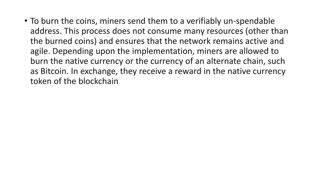 to burn the coins miners send them