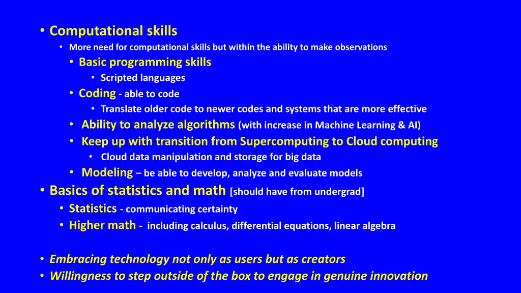 computational skills more need for computational