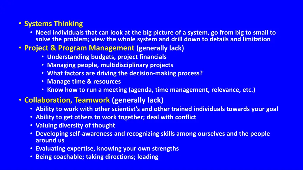 systems thinking need individuals that can look