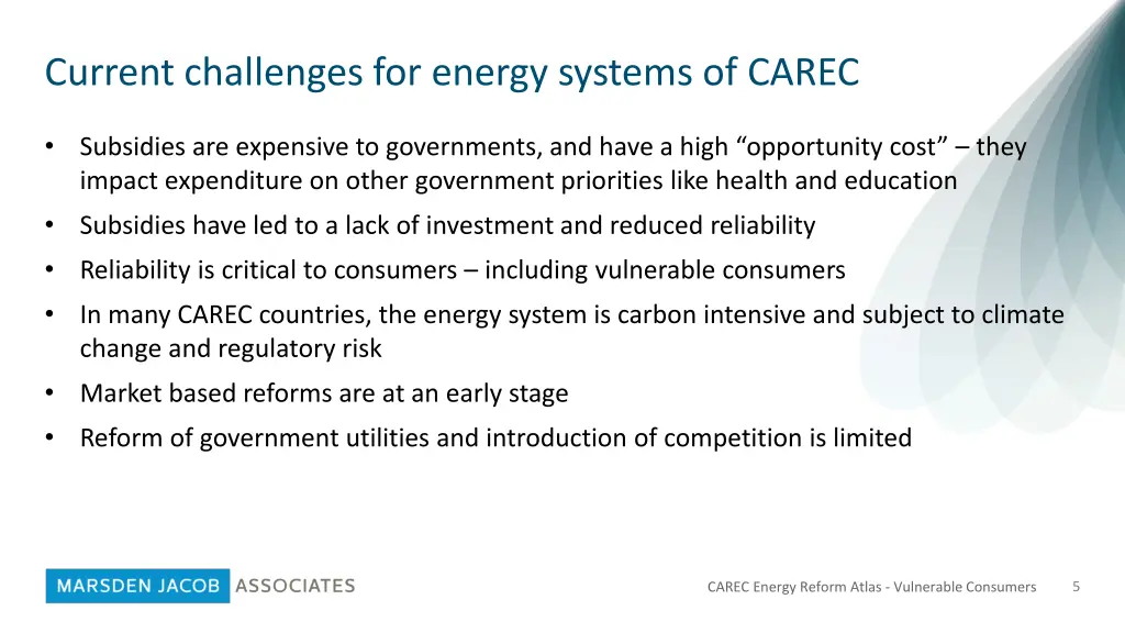 current challenges for energy systems of carec