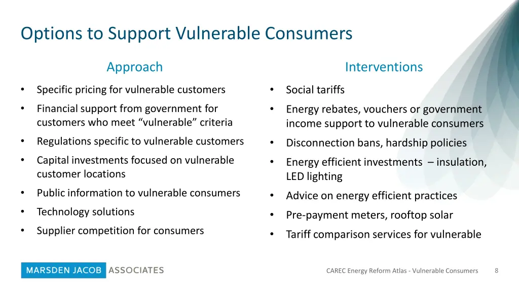 options to support vulnerable consumers