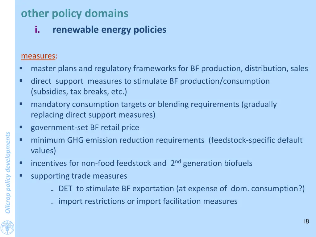 other policy domains i renewable energy policies