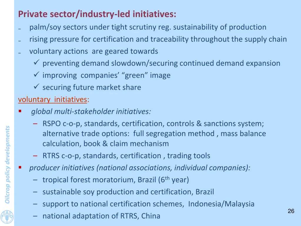 private sector industry led initiatives palm