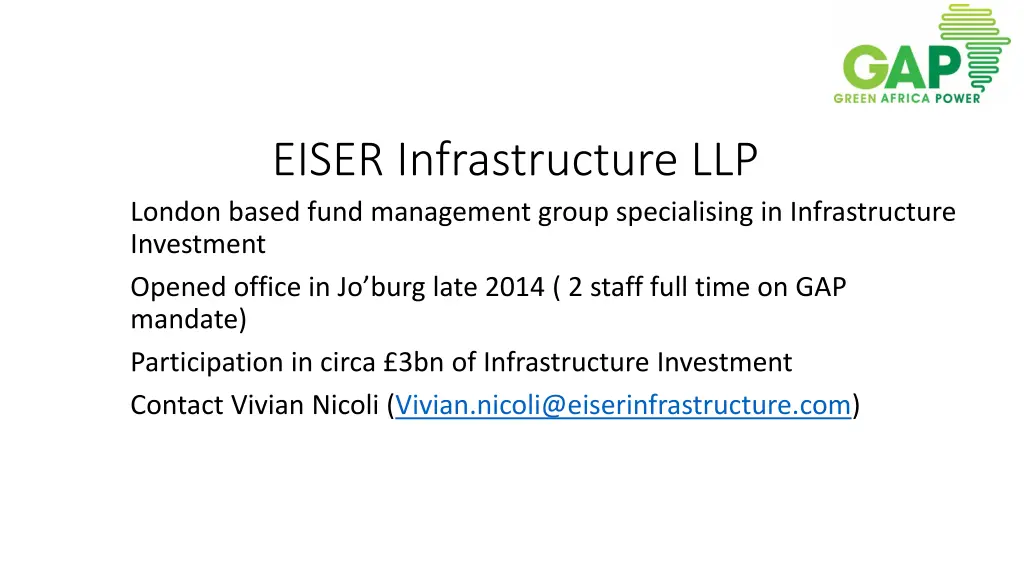 eiser infrastructure llp london based fund