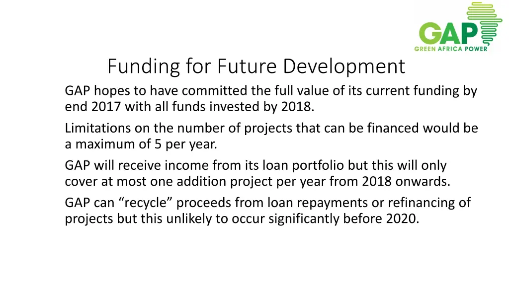funding for future development gap hopes to have