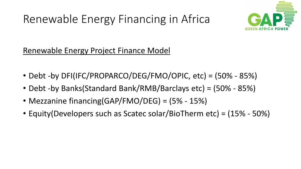 renewable energy financing in africa