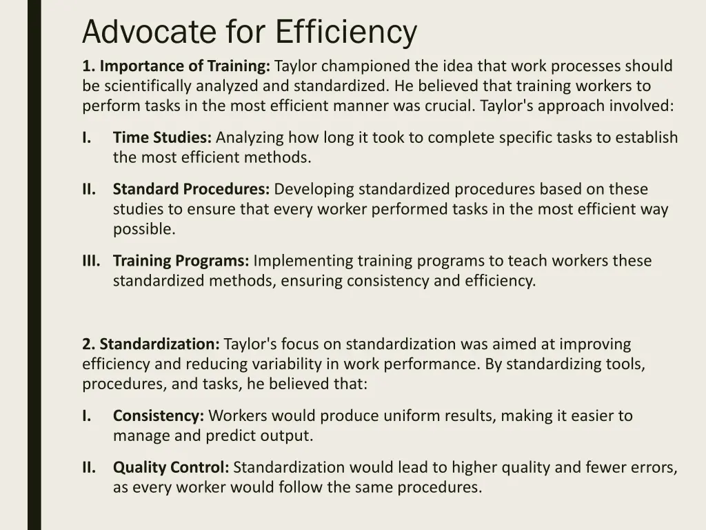 advocate for efficiency 1 importance of training
