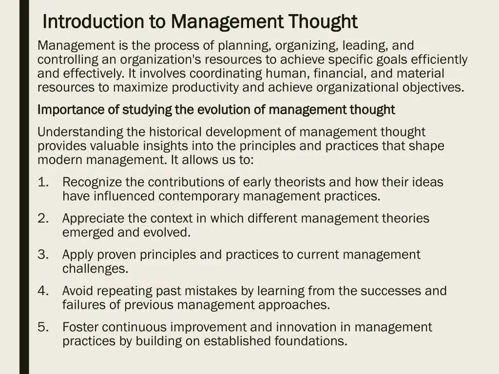 introduction to management thought introduction