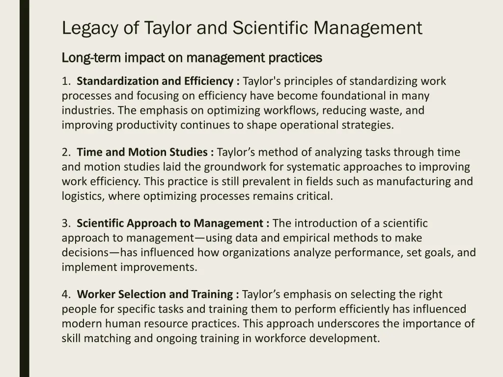 legacy of taylor and scientific management