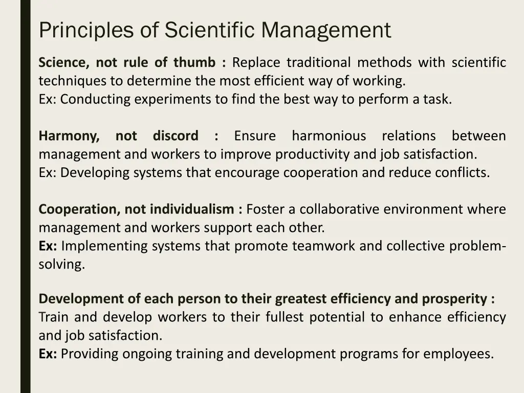 principles of scientific management