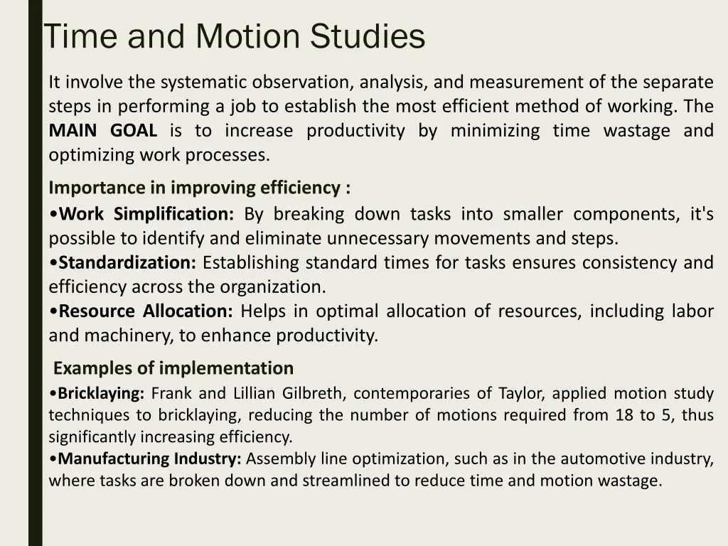 time and motion studies