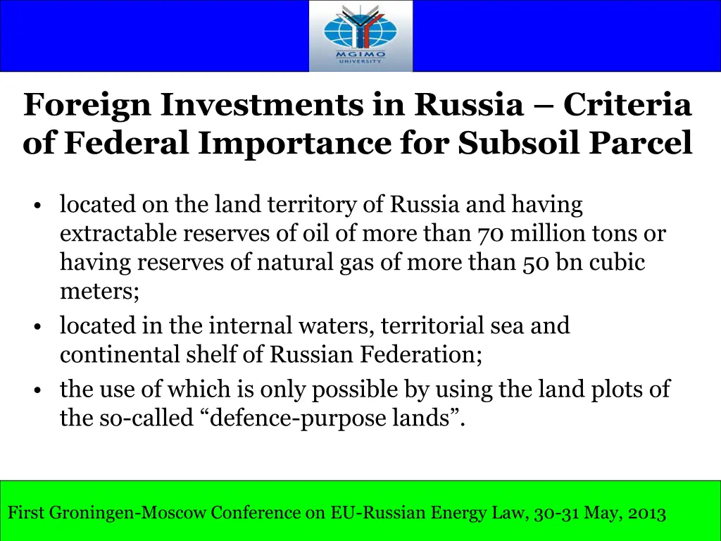 foreign investments in russia criteria of federal