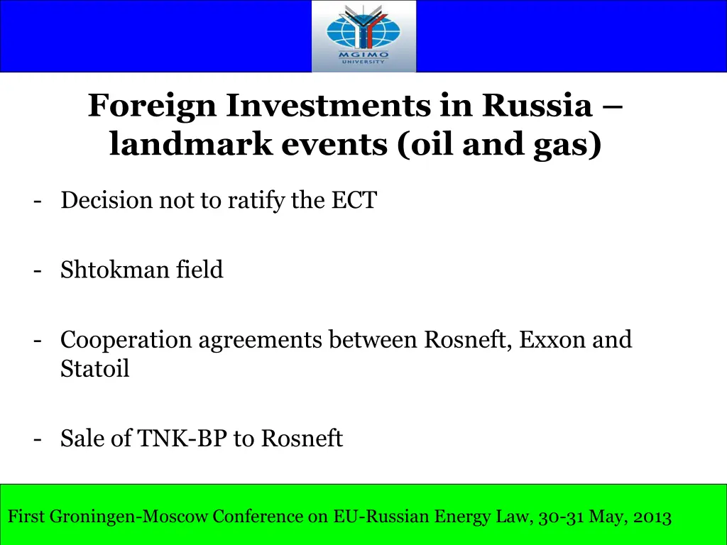 foreign investments in russia landmark events