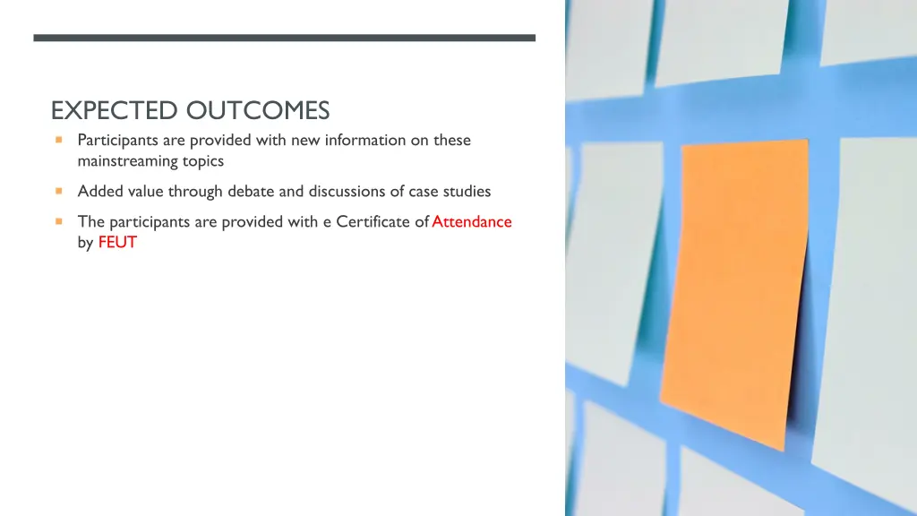 expected outcomes participants are provided with