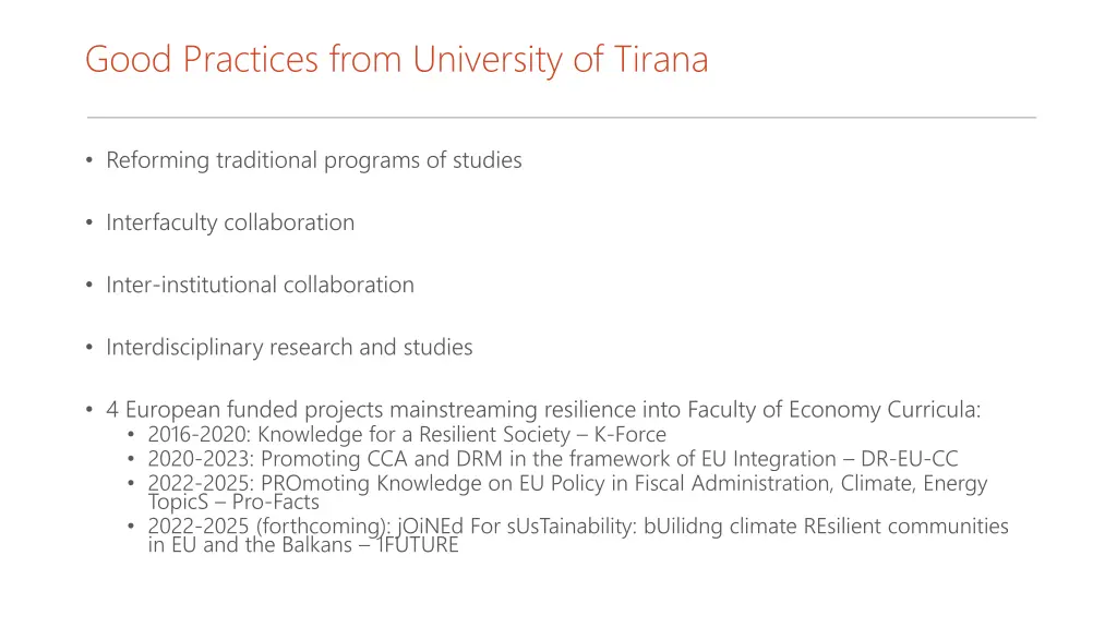 good practices from university of tirana