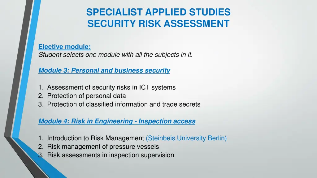specialist applied studies security risk 2